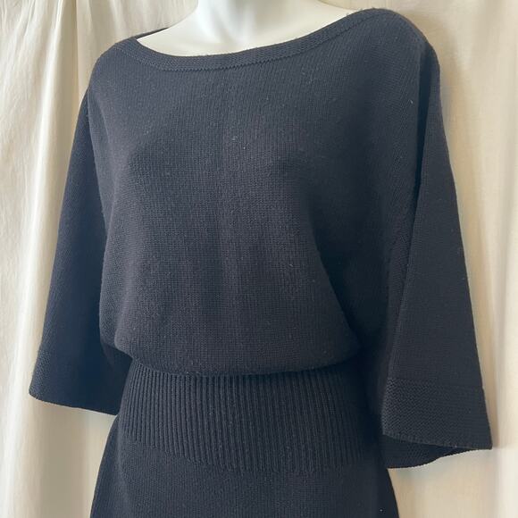 Rick Owens FW12 black merino wool sweater dolman sleeve ribbed cinch waist Italy - Picture 3 of 13